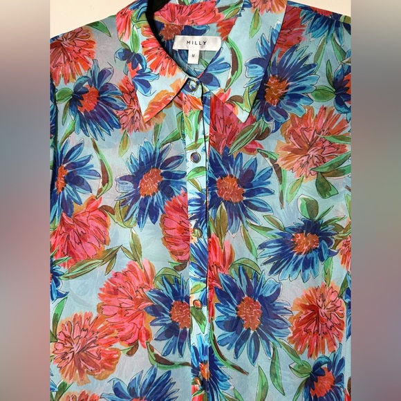 NEW MILLY Elysa Chrysanthemum Shirt size Medium - Picture 3 of 6